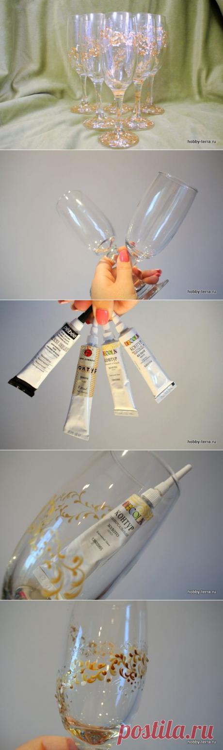 Вариант для подарка - роспись бокалов | ХоббиТерра - Ваш компас в мире увлечений