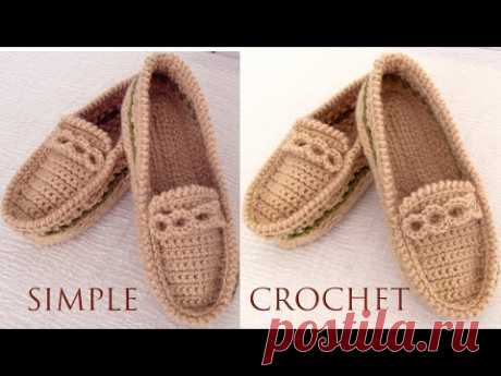 Zapatos a Crochet fáciles de tejer Mocasines tejidos con ganchillo