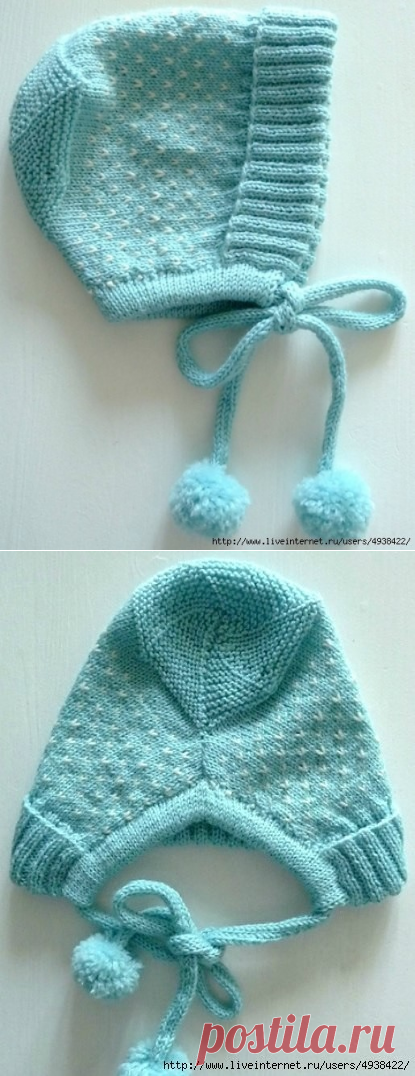ОЧАРОВАТЕЛЬНЫЙ ЧЕПЧИК СПИЦАМИ ИЗ ТОНКОЙ ШЕРСТЯНОЙ ПРЯЖИ.