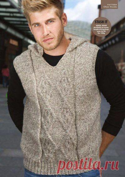 Мужская безрукавка спицами.