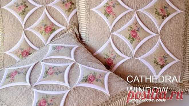 Patchwork tutorial Cathedral Window - Chrámová okna LizaDecor