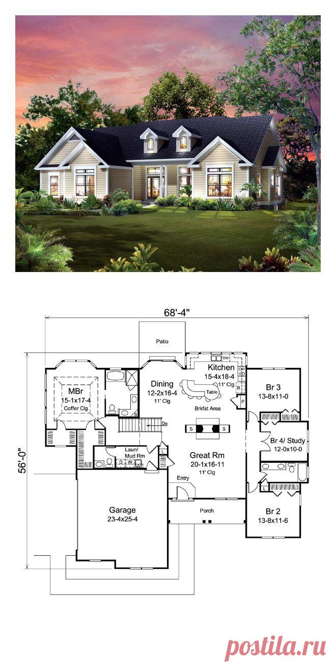 Cape Cod Country Craftsman Ranch Traditional House Plan 95900