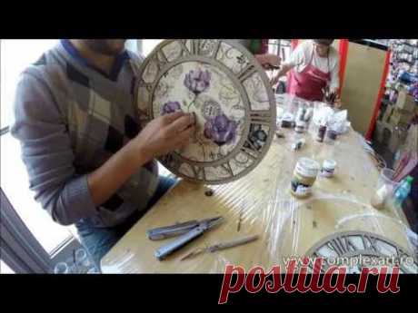 Tutorial - Decoupage &amp; One Stroke technique - Clock Decorating