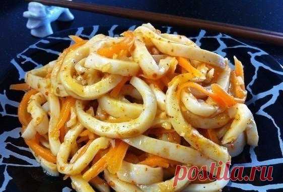 Пикантный кальмар по-корейски. Для любителей остренького!