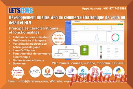 LETSCMS Pvt Ltd propose des services avancés et personnalisables de développement de sites e-commerce Retail &amp; MLM. Ces services intègrent des fonctionnalités de vente au détail et des plans MLM, offrant une solution fluide pour gérer les produits et les réseaux MLM à l'aide de technologies modernes.