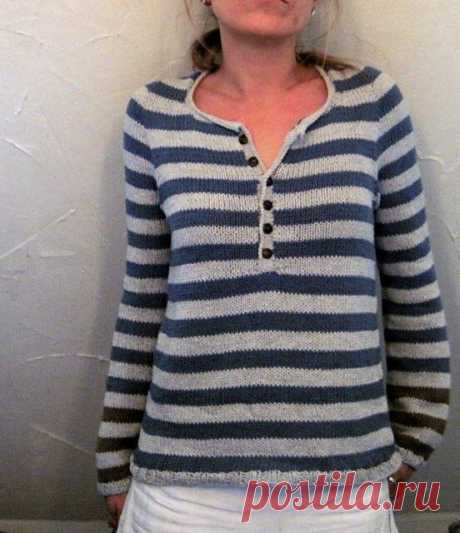 Вяжем тельняшку спицами | Рукоделие в корзинке | Дзен