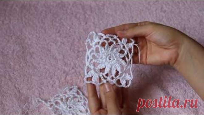 Вязание крючком. Crochet. Соединение цветочных мотивов