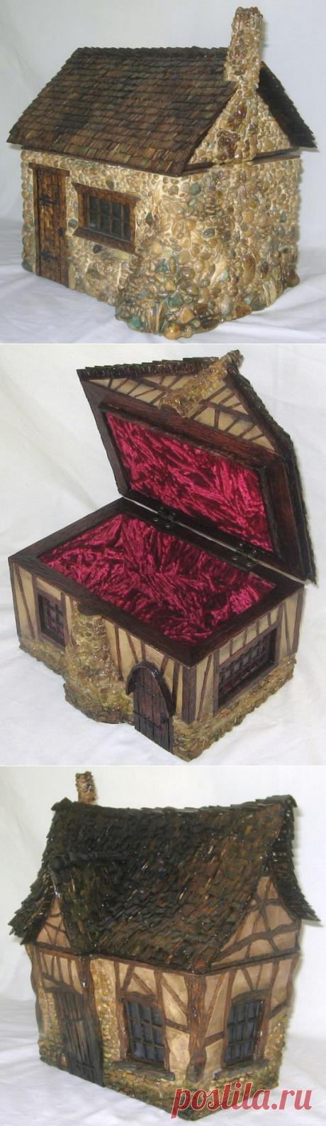 Из гальки. Домики-шкатулки