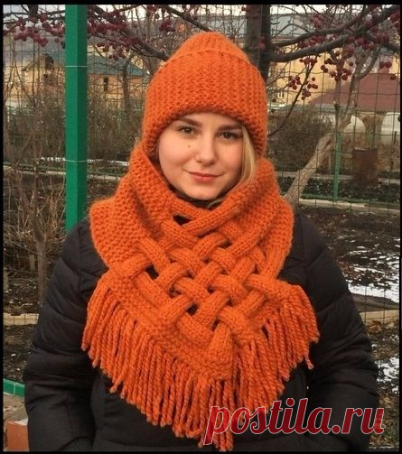 Снуд с плетенкой: просто и оригинально!