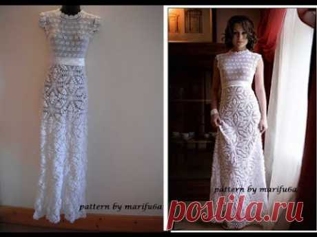 HOW TO CROCHET WEDDING DRESS MOTIF FREE PATTERN TUTORIAL - YouTube