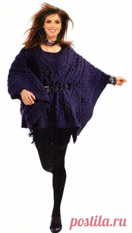 Жакет-пончо спицами схема и описание.Как связать жакет-пончо спицами | Домоводство для всей семьи.