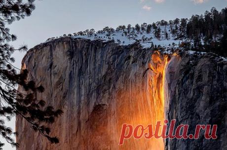 В США вновь появился «огненный водопад» / Моя Планета