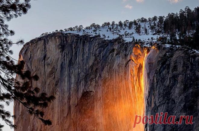 В США вновь появился «огненный водопад» / Моя Планета