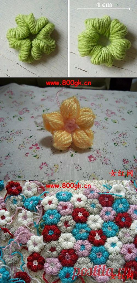 Цветочки крючком на карандашах