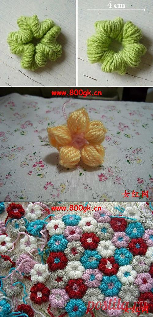 Цветочки крючком на карандашах