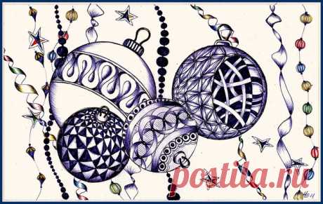 Zentangle - Christmas Tree Ornaments by Helena