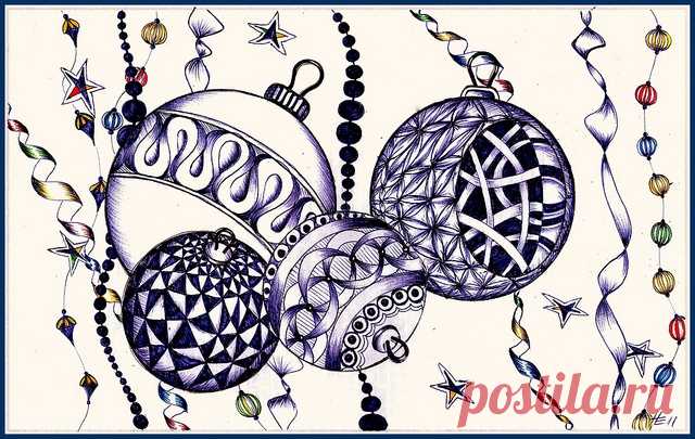 Zentangle - Christmas Tree Ornaments by Helena