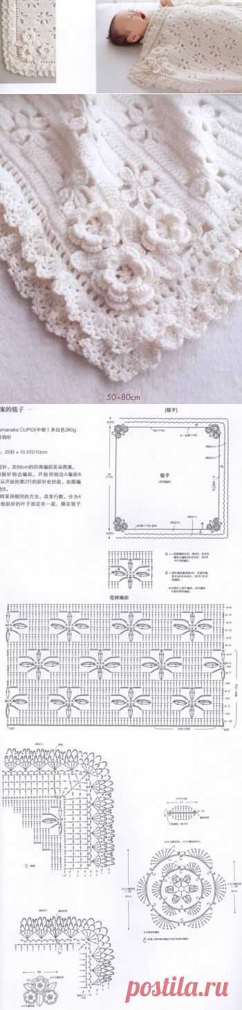 Прелестный детский плед крючком