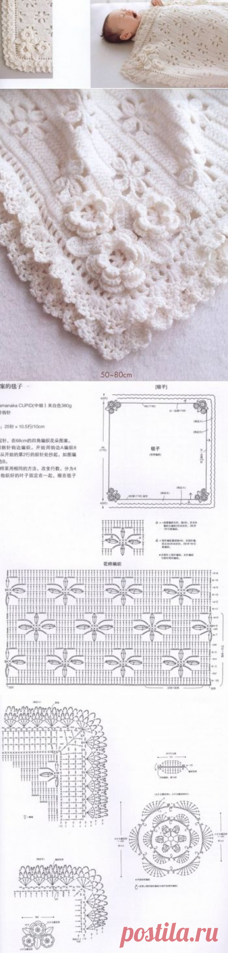 Прелестный детский плед крючком