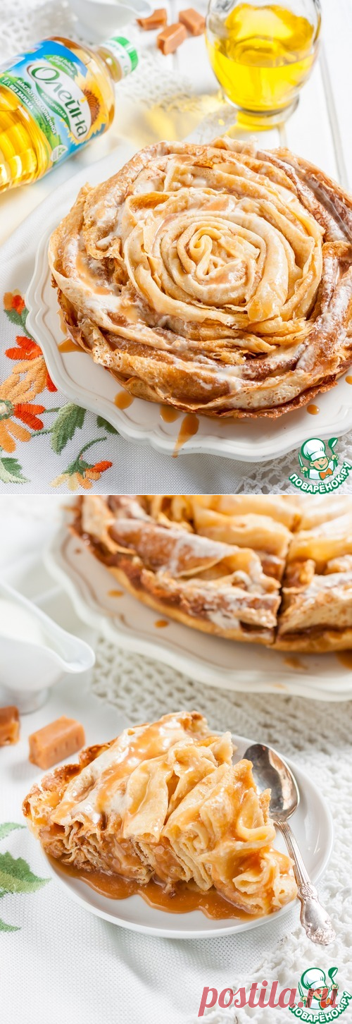 Блинный торт с карамельным соусом - кулинарный рецепт