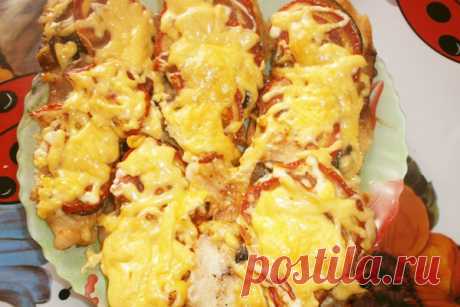Куриные отбивные с грибочками и сыром — Сад Заготовка