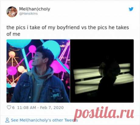 Фотографии парней, сделанные их девушками vs. фотографии девушек, сделанные их парнями (35 фото) . Тут забавно !!!