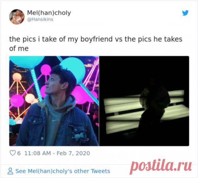 Фотографии парней, сделанные их девушками vs. фотографии девушек, сделанные их парнями (35 фото) . Тут забавно !!!