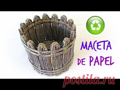 #DIY: Maceta decorativa de papel periódico. How to make a paper garden pot. - YouTube