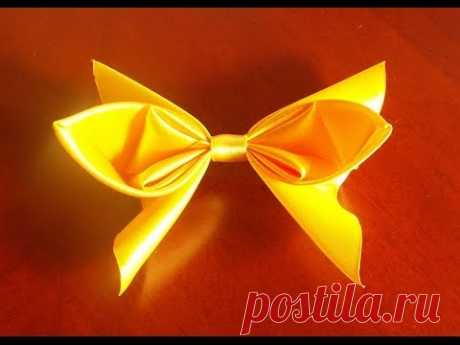 Красивый бант из ленты (Beautiful bow of ribbon). Использоваться может как самостоятельный бант, а так же и как заколка.