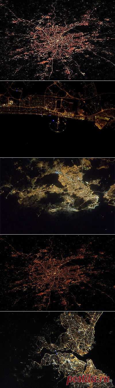 Ночные фотографии крупных городов из космоса