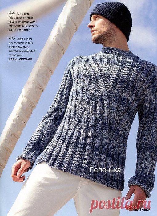 Мужской свитер спицами