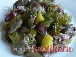 Салат с куриными сердечками и картофелем: рецепт с фото