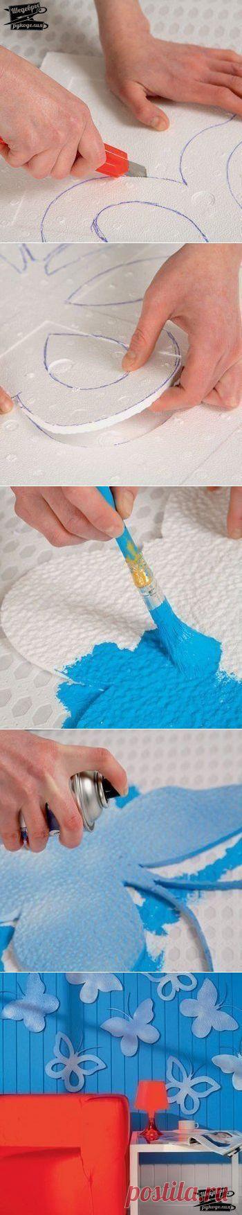 Декорирование стены: делаем бабочек из тонкой потолочной плитки | Делаем сами