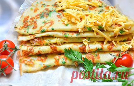 вкусные сырные блины к завтраку!