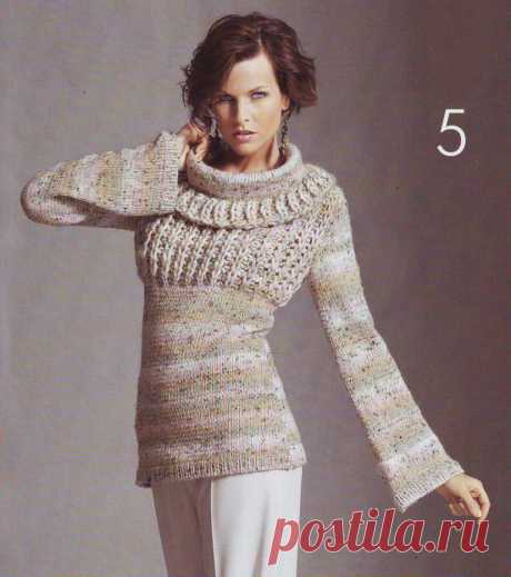 Пуловер из меланжевой пряжи