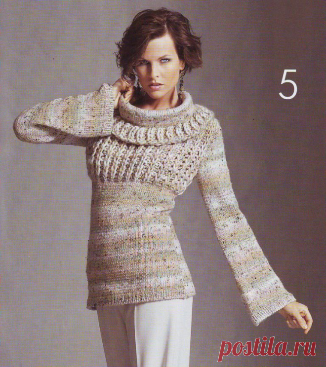 Пуловер из меланжевой пряжи
