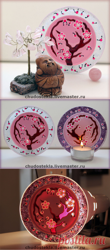 Купить Подсвечник "Сакура" - сувениры и подарки, японские мотивы, цветущая сакура, подсвечник