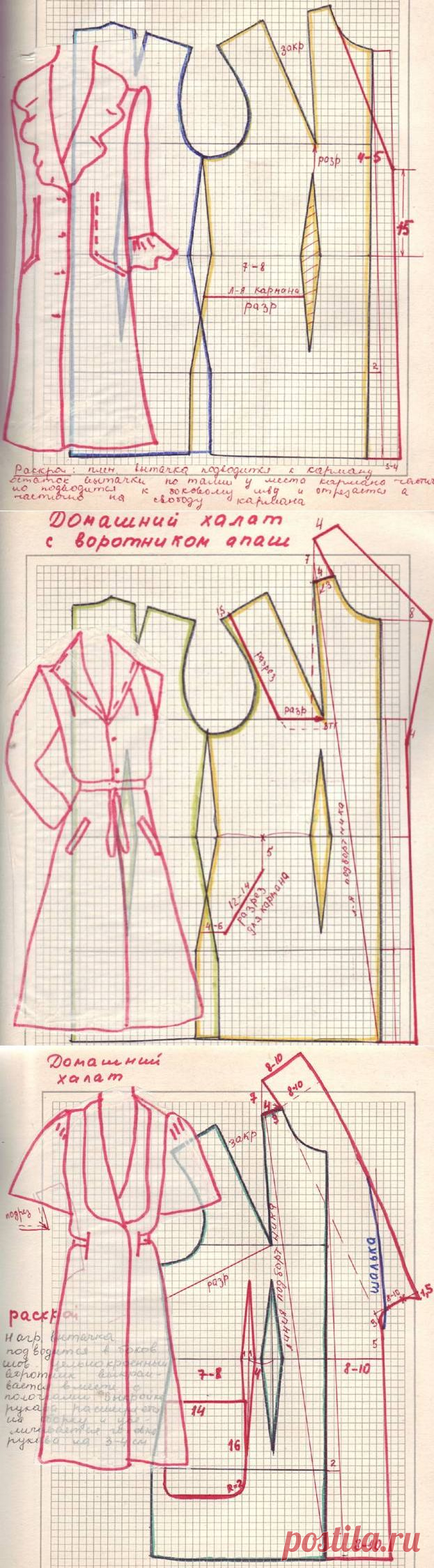 Халаты, фартуки- фасон,чертеж и крой