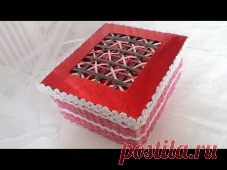 Плетение из газет ШКАТУЛКА Часть # 2 weaving newspapers periódicos de tejer - YouTube