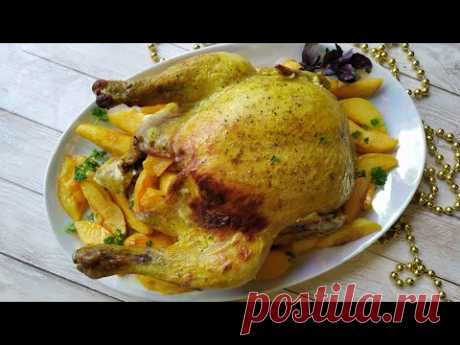 Запеченная КУРИЦА в духовке, фаршированная айвой