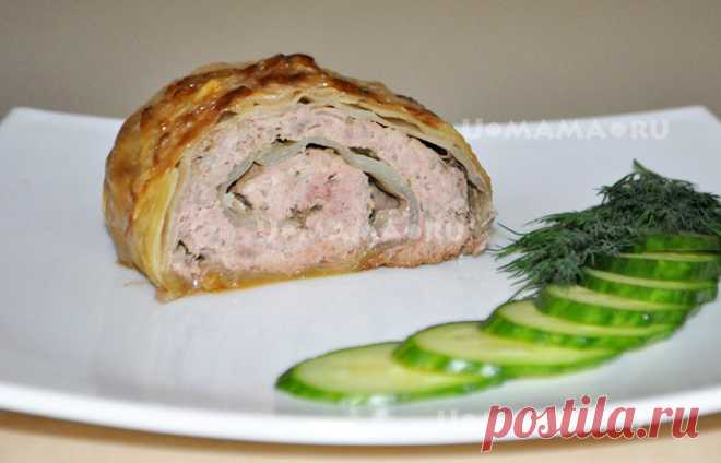 Пошаговый рецепт приготовления капустного рулета с мясом.