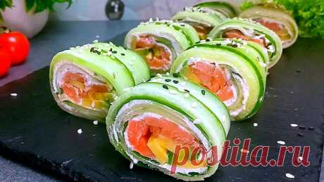 Лёгкая, вкусная закуска из огурца и красной рыбы на любой праздник и не только: готовить быстро, без возни и заморочек | Мастерская идей | Пульс Mail.ru