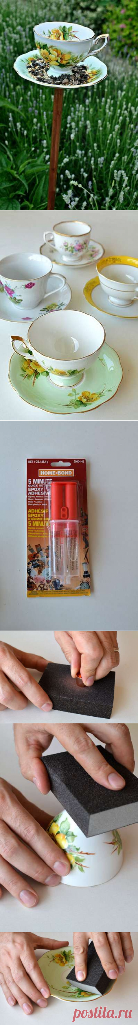 Кормушка из чашки и блюдца