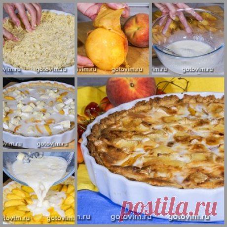 Пирог с персиками и бри