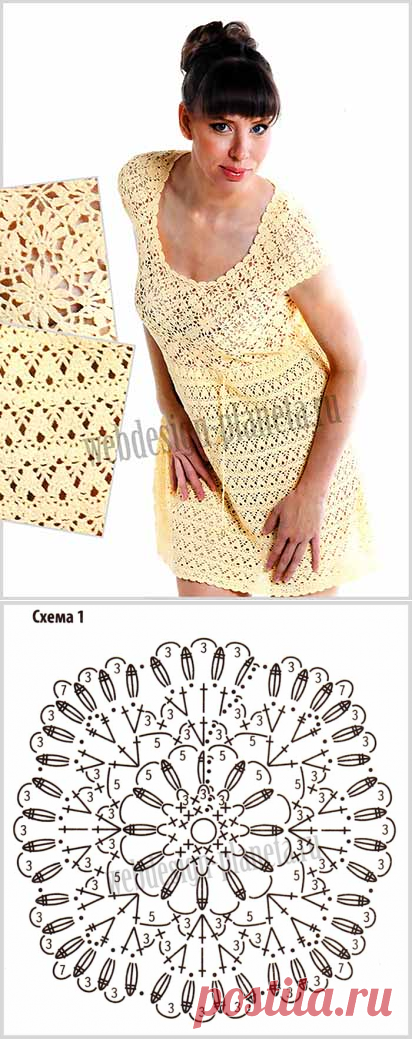 Ажурное летнее платье крючком | Вязание спицами, вязание крючком | Мир вязания