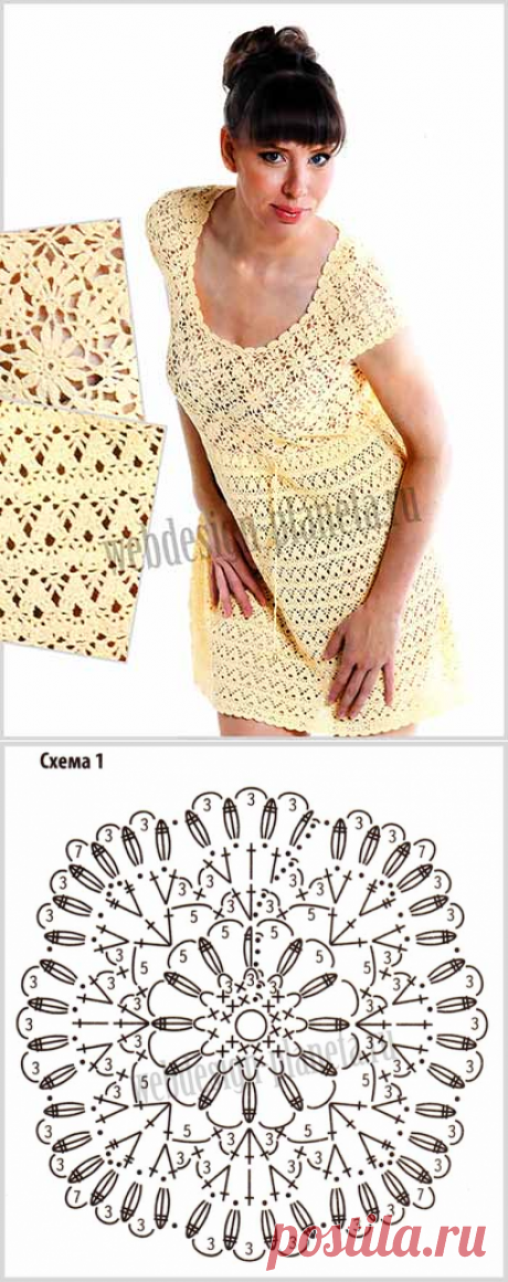 Ажурное летнее платье крючком | Вязание спицами, вязание крючком | Мир вязания