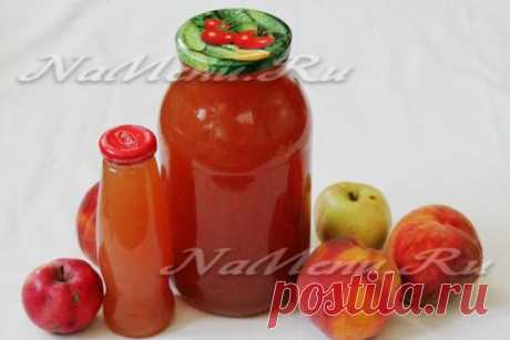 Фруктовый сок из персиков и яблок на зиму