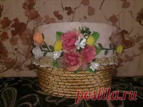 красивая корзинка из шнура и ведерка (МК) Мастер Марина - DIY Рукоделие портал о рукоделии от мастеров для мастеров и не только!