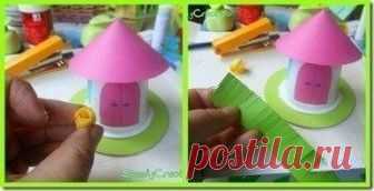 Сказочный домик из пластикового стаканчика — Поделки с детьми