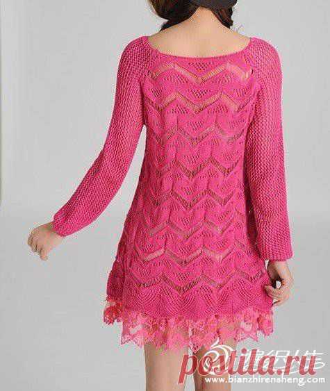 Красивый узор спицами.